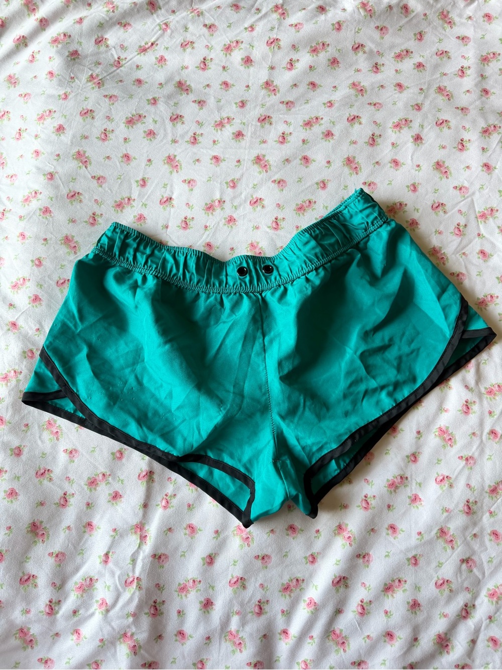 & Other Stories Teal Athletic Shorts with Black Trim